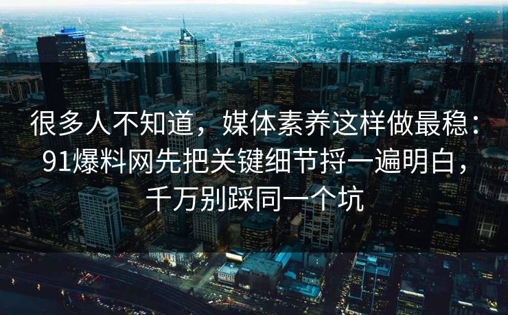 很多人不知道，媒体素养这样做最稳：91爆料网先把关键细节捋一遍明白，千万别踩同一个坑